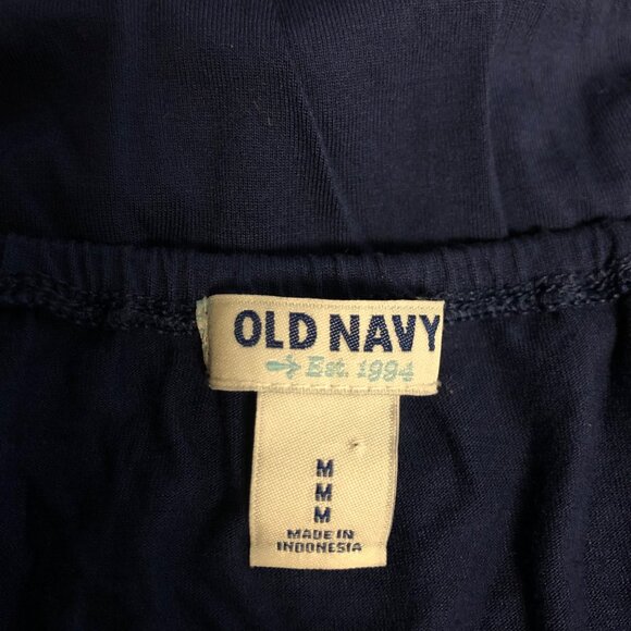 Old Navy Blouse Womens Size Medium Navy Blue Scoop Neck Embroidered Cap Sleeve - Picture 5 of 5